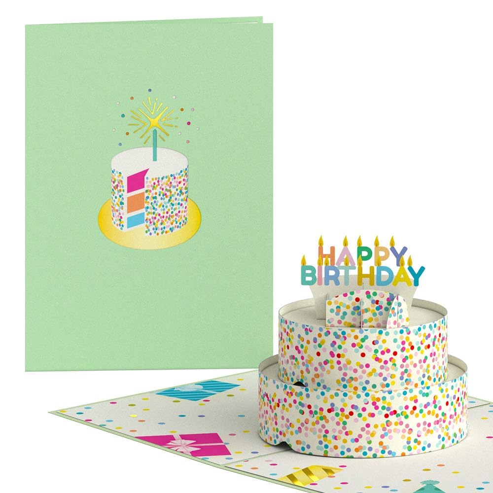 Lovepop Happy Birthday Pop-Up Card for Her, Him, Girls, Boys - 3D Greeting Cards - Sprinkles Cake - 5" x 7" - Blank Notecard & Envelope Included