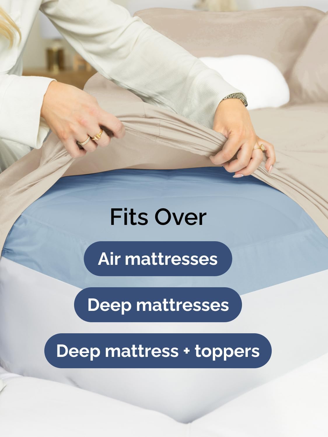 Skiennix Extra Deep Queen Sheet Set - 6 Piece Breathable Cooling Bedding - Soft Wrinkle-Free Wheat Color