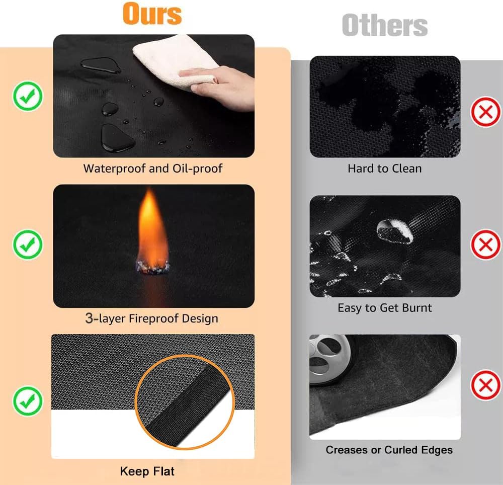 UBeesize Large Under Grill Mat - 65 x 48 Inches Double-Sided Fireproof BBQ Protector for Decks & Patios