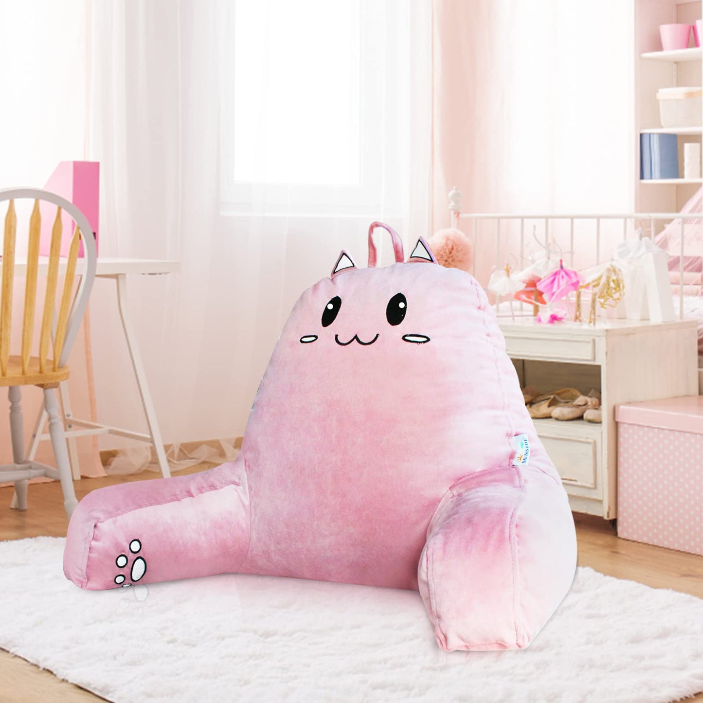 SUNSIDE Kitty Reading Pillow,Detachable Back with Arms for Sitting Up Bed