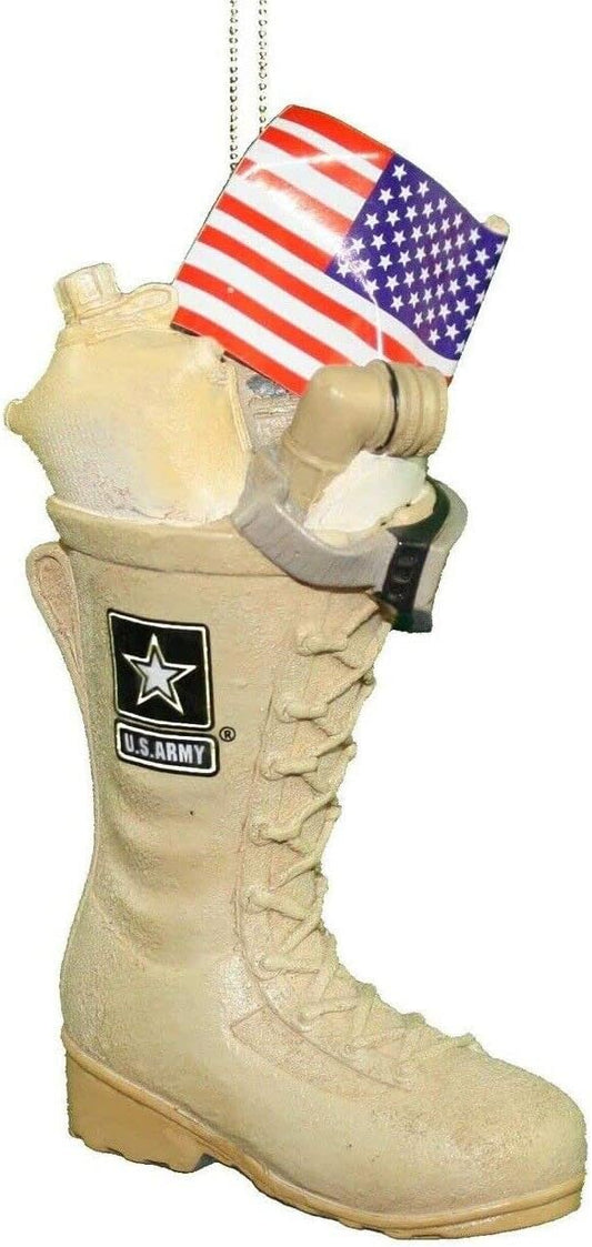 U.S. Army Christmas Ornament - USA Flag Boot with Military Icons