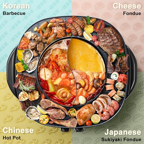 Stariver 2-in-1 Hot Pot & Grill Electric Cooker - Korean BBQ & Shabu Shabu