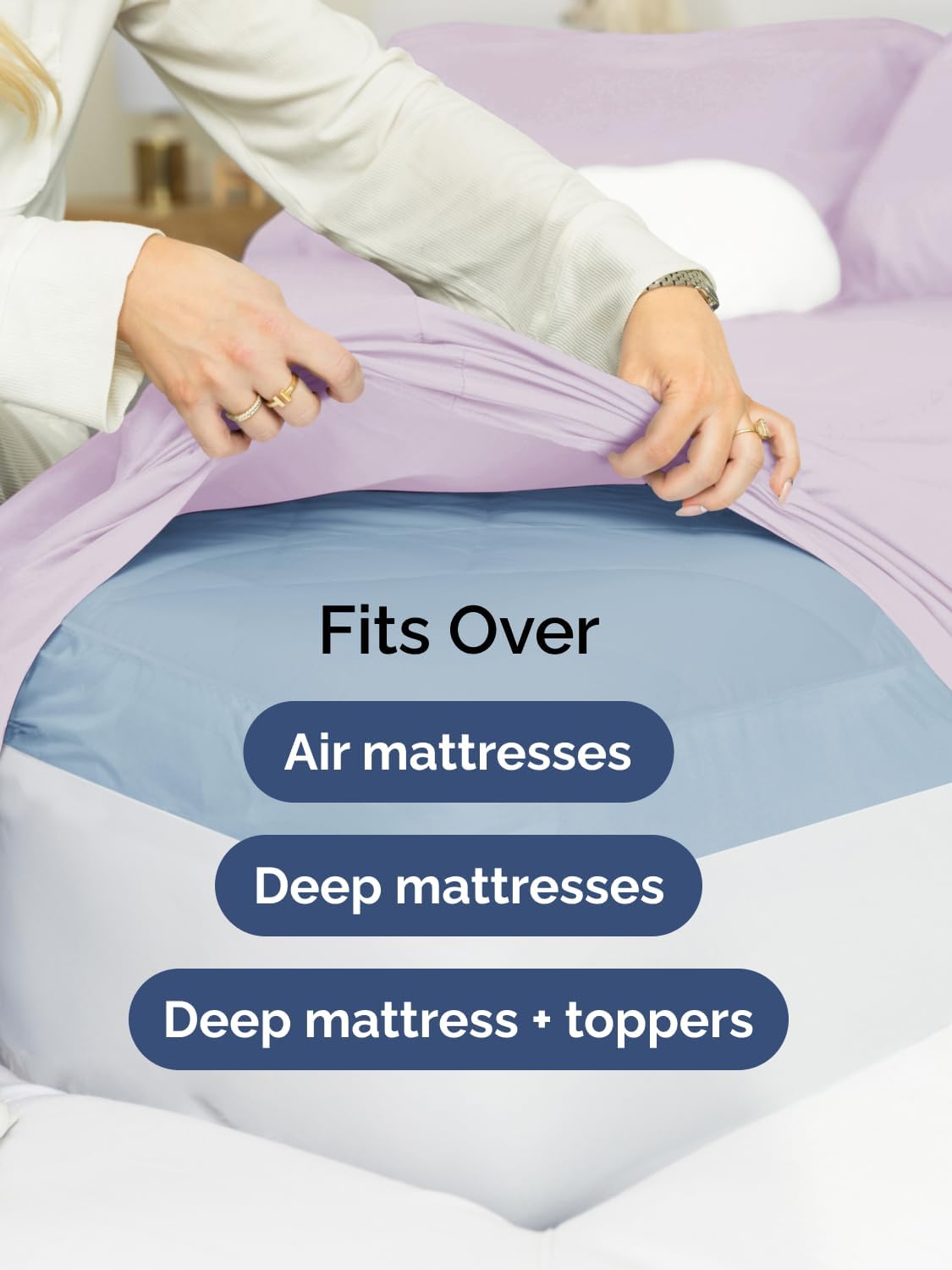 Skiennix Extra Deep Cal King Sheet Set - 6 Piece Cooling & Breathable Luxury Bedding - Soft Light Lavender