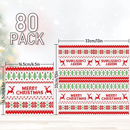Whaline Christmas Disposable Napkins 6.5 x 6.5 Inch 80-Pack Ugly Sweater Pattern