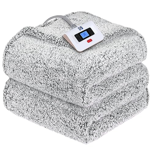 Sealy Twin Size Electric Blanket with Sherpa Cover, 10 Heat Settings, Charcoal