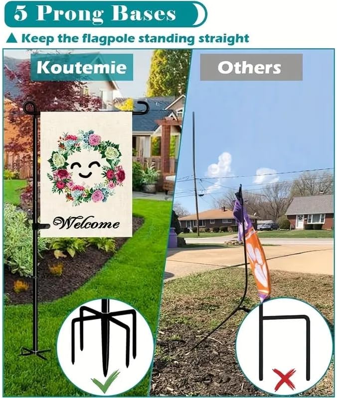 Skiennix Garden Flag Stand | 39-Inch Holder with 5-Prong Base & Anti-Wind Clip for 12x18 Flags