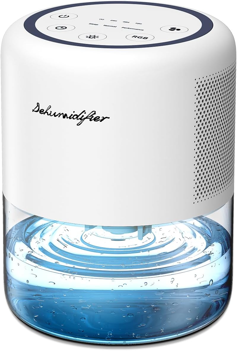 Skiennix 44oz Small Dehumidifier - Auto-Off, Quiet Operation, 10 Color Lights | Ideal for Bedrooms & Closets (215 sq.ft)