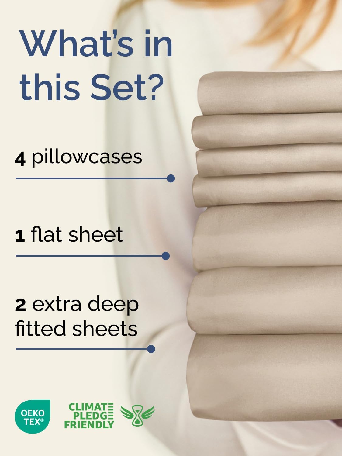 Skiennix Extra Deep Split King Sheet Set - 7 Piece Breathable Cooling Bedding - Soft, Wrinkle-Free Wheat Color