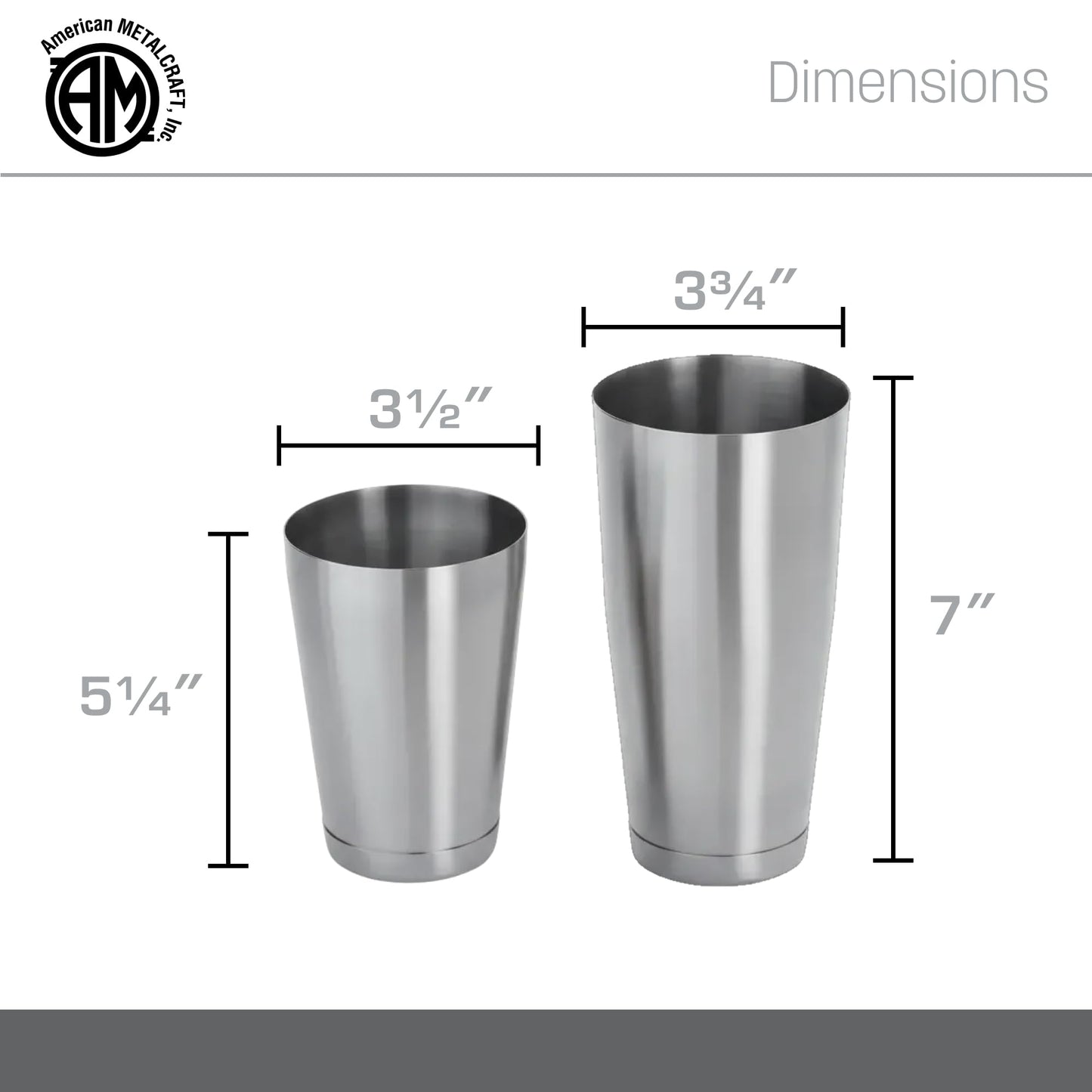American Metalcraft BSSET Boston Shaker Set, Stainless Steel, Weighted, 18 oz. and 28 oz.