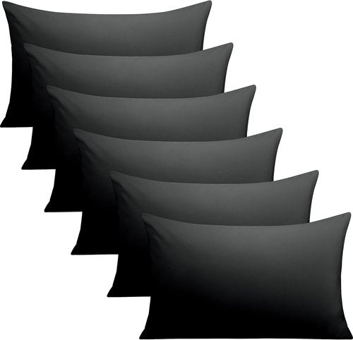 FLXXIE Microfiber Queen Pillowcases - Ultra Soft, Wrinkle & Fade Resistant | 20x30 Inches, Black - 6 Pack