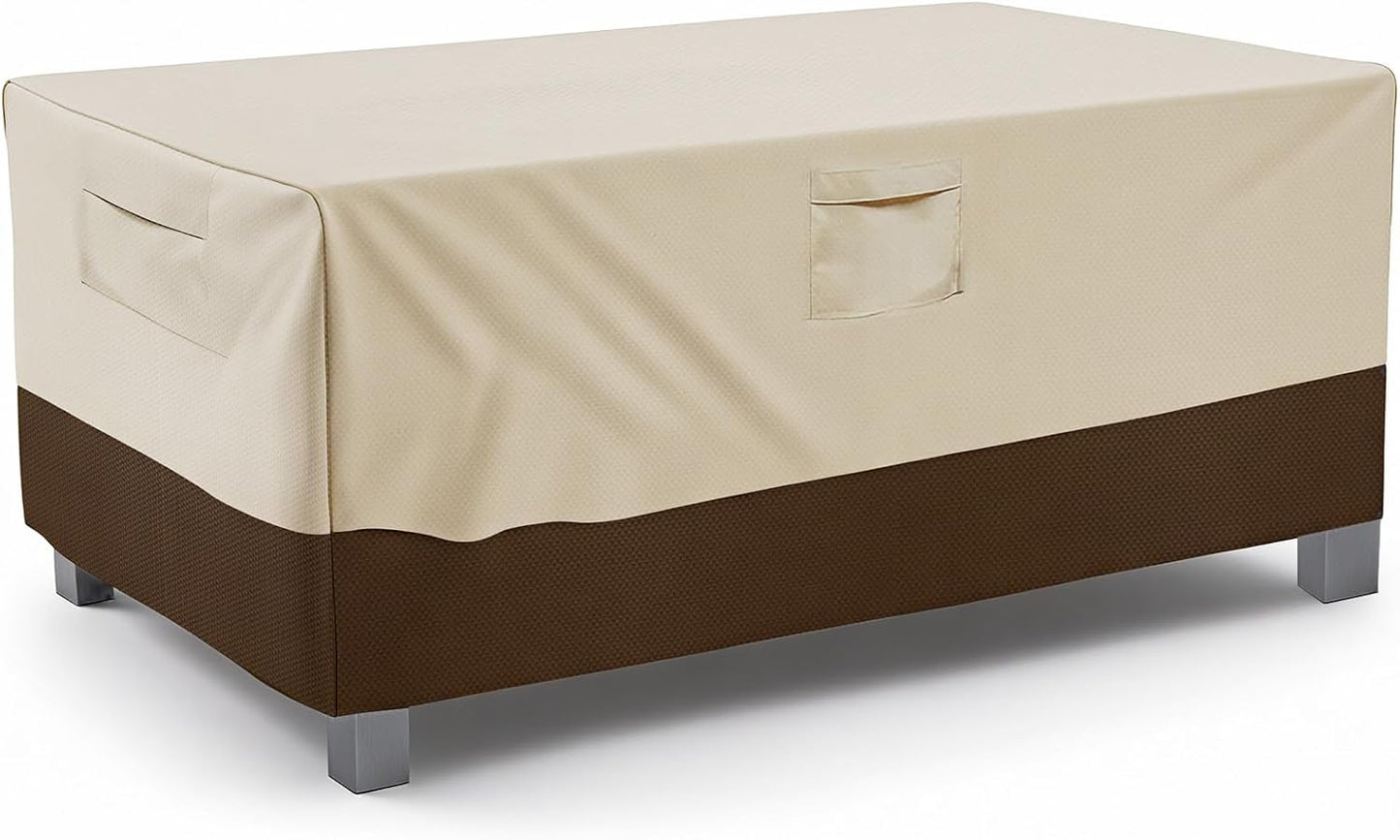 Vailge Patio Table Cover - Heavy Duty Waterproof Protection | Large Rectangular/Oval - Beige & Brown