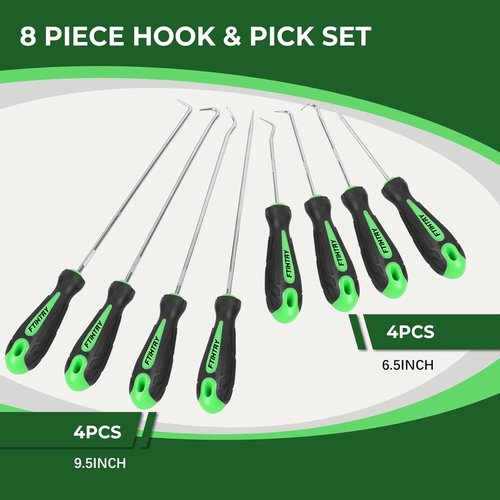 FTIHTRY 8-Piece Precision Automotive Pick and Hook Set - Mini Oil Seal & O-Ring Remover (Green)