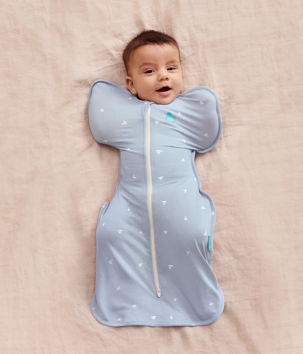 Love To Dream Swaddle Up - Soft Bamboo Fabric Wearable Blanket | Arms Up Position, 1.0 TOG, Small 8-13 lbs, Boats Mist