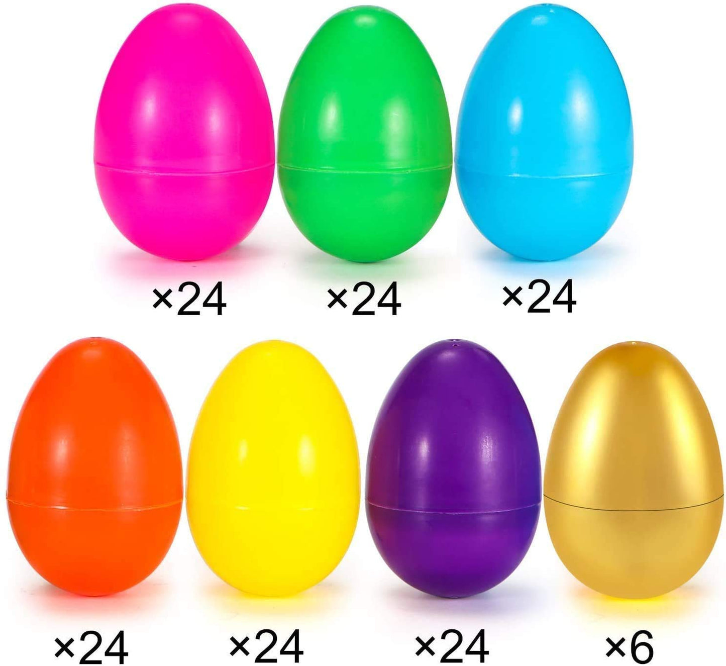 YEAHBEER 150 Easter Eggs, 2.36" Bright Colors Plastic Easter Eggs Empty Include 6 Golden Eggs for Easter Hunt,Filling Treats, Basket Stuffers, Party Favor (150 Pack)