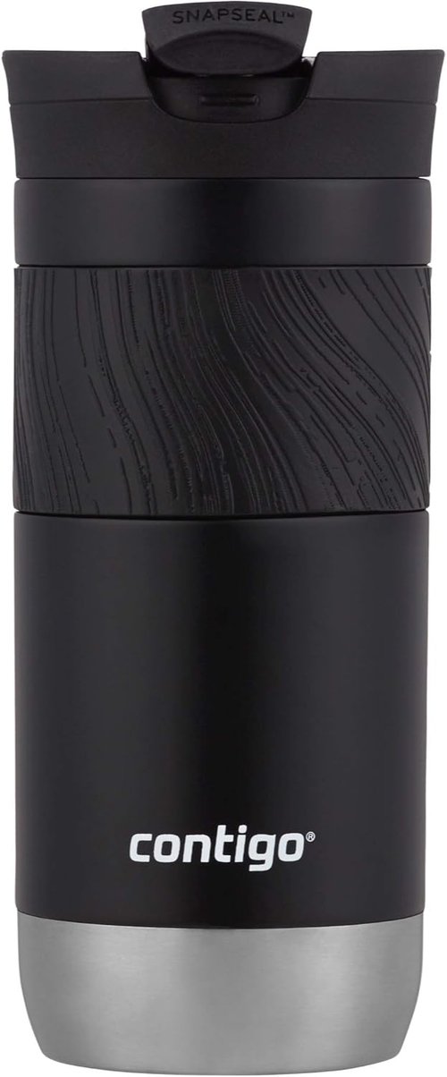 Contigo Byron Travel Mug - Vacuum-Insulated Stainless Steel | 16oz Licorice, Leak-Proof & BPA-Free