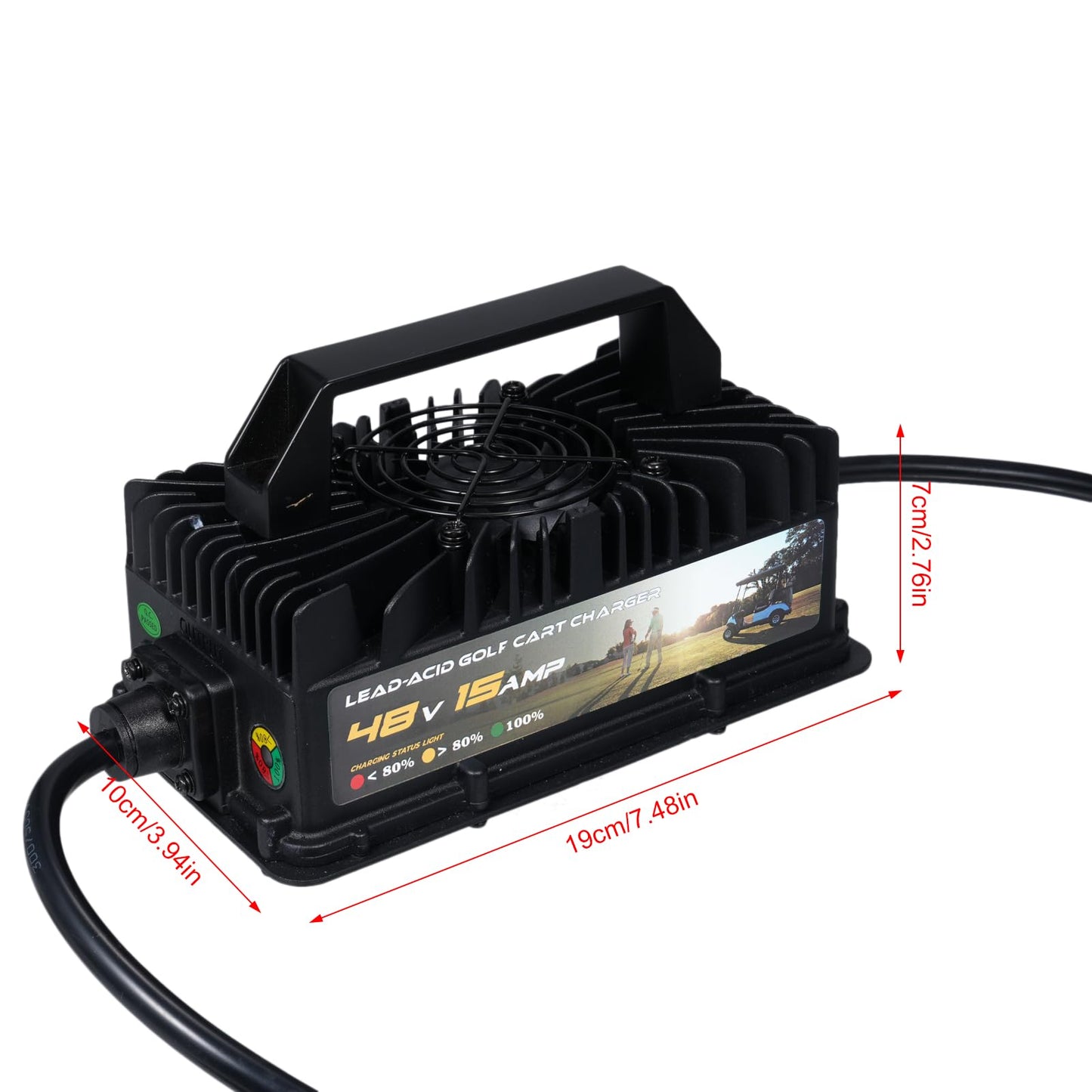 Shkalacar 15 AMP 48 Volt Golf Carts Battery Charger for Club Car, Lead Acid Battery Charger with 3-Pin Round Plug Replacement for Club Car