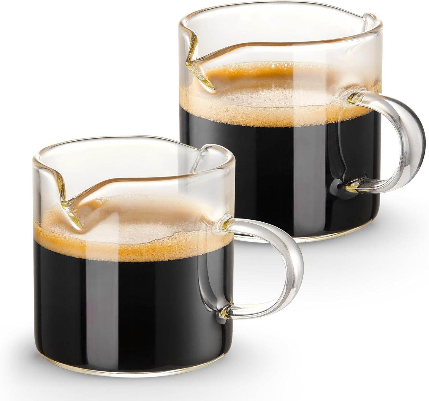 Qipecedm Espresso Cups Set - 4 Oz Double Spout Glasses with Handle | Perfect for Espresso Lovers