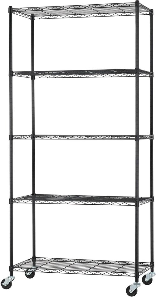 5-Tier Adjustable Wire Shelving - NSF Certified Kitchen & Garage Storage Rack | 400-2000 lb Capacity, 36” x 18” x 72”, Black