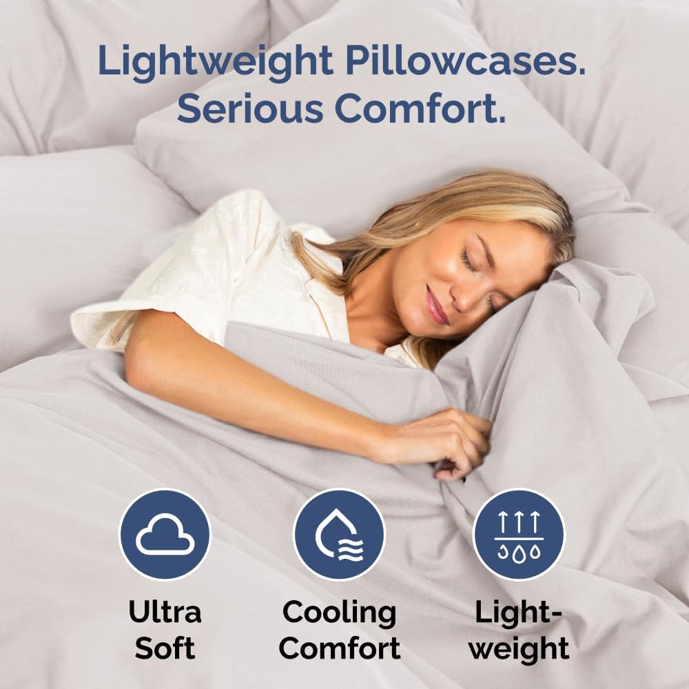 King Pillow Cases by [Brand Name] - Ultra Soft Hotel Quality Covers | Cozy, Wrinkle-Free & Fade Resistant - Light Grey, Set of 2