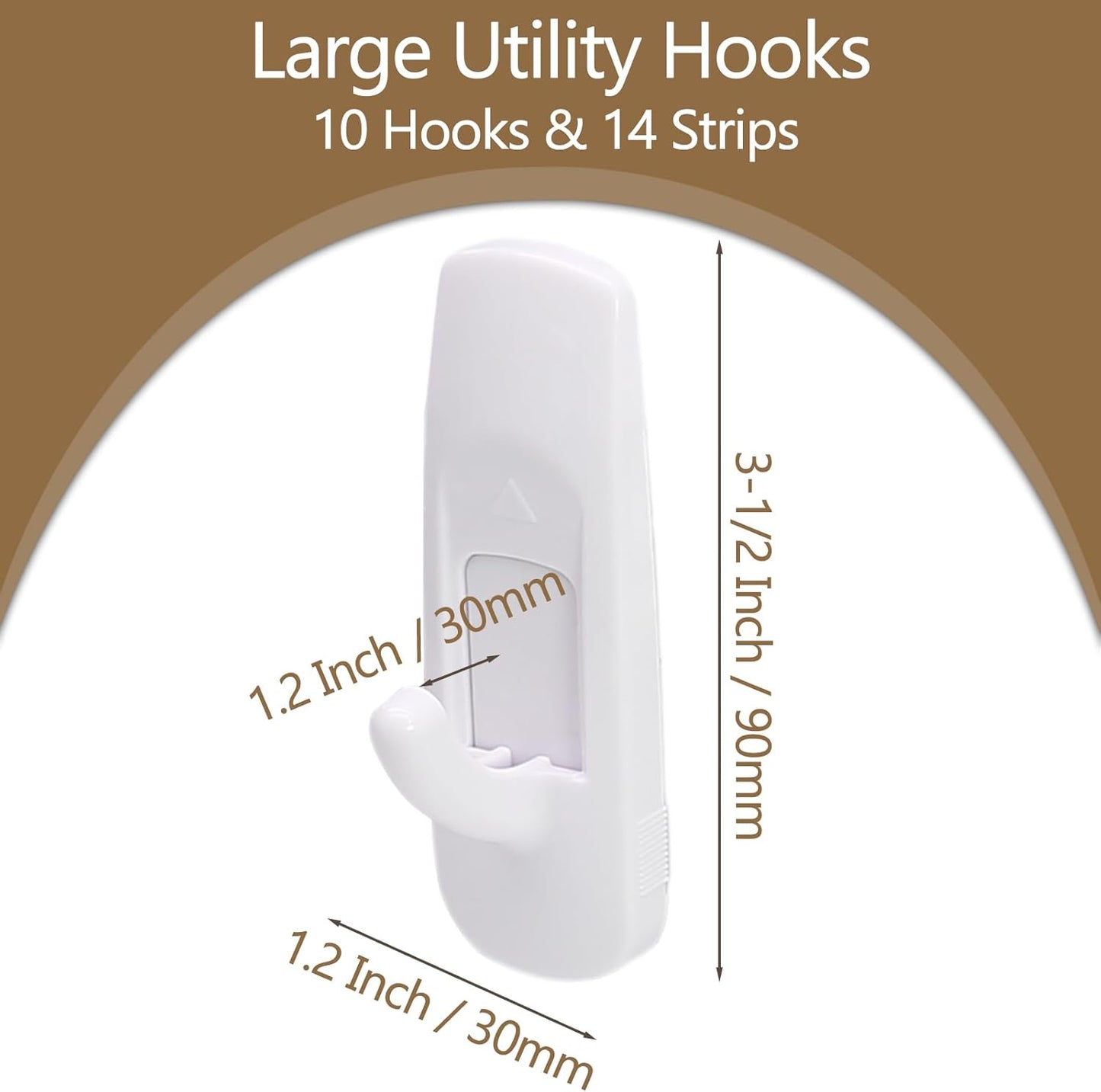 Skiennix Large Utility Hooks - Damage-Free Hanging with 14 Adhesive Strips | Holds Up to 4 lb