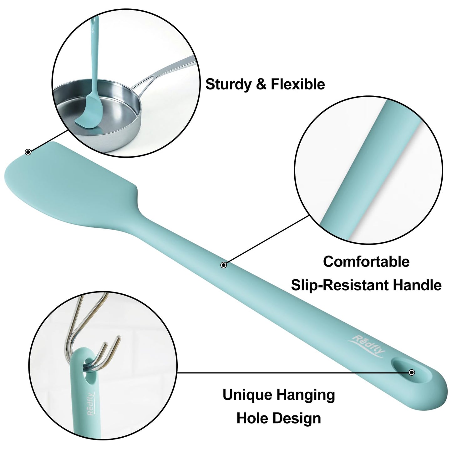 Redfly Silicone Spatula Set, 5 Piece Food Grade Silicone Cooking Utensils Set, Rubber Spatula Heat Resistant Nonstick for Baking, Cooking, Kitchen Utensils Dishwasher Safe Multicolor