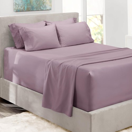 Hearth & Harbor Twin Extra Deep Pocket Sheet Set - Luxury Soft 6-Piece Bedding for 18-24 Inch Mattresses | Dusty Purple