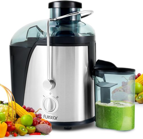Fullstar Juicer Machine - 400W Compact Vegetable & Fruit Juicer | 3" Wide Mouth, 2-Speed, BPA-Free (Black)