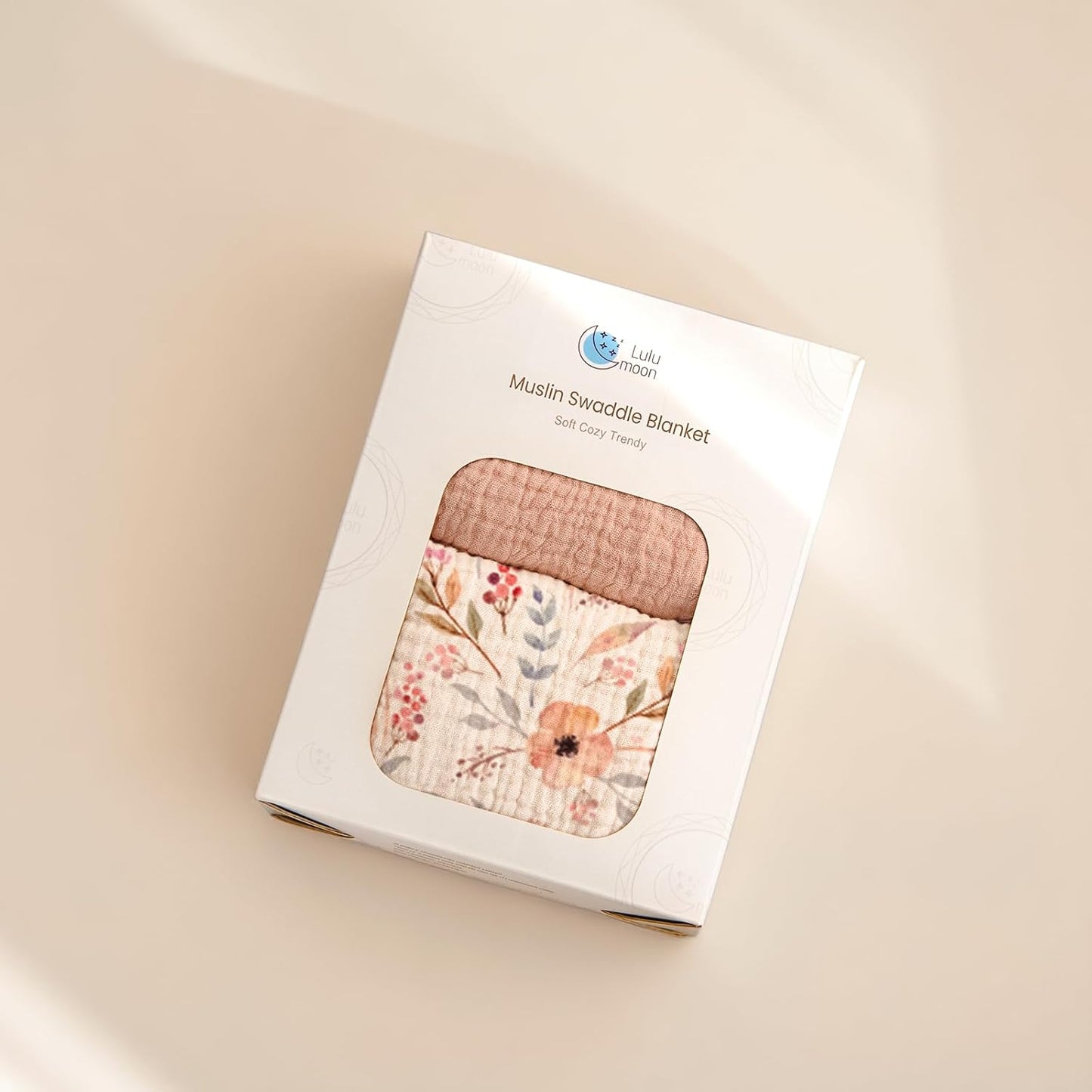 LuluMoon Muslin Swaddle Blankets - Soft Floral Print Receiving Blankets for Newborn Girls | Pink