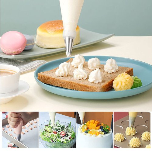 122Pieces Tipless Piping Bags - 100pcs Disposable Piping Pastry Bag for Royal Icing/Cookies Decorating - 10 Pastry Bag Ties,10 Clips &2 Scriber Needle - Best Cookie/Cake Decorating Tools (10 Inch)