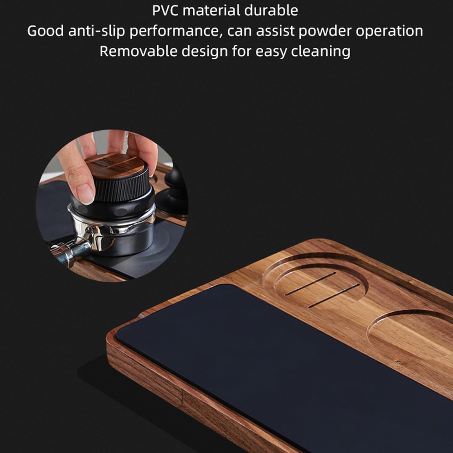 Bincoo Wood Espresso Tamping Station for 51 53 54 58mm Espresso Tools,Tampere Holder Station with Multi-Slot for Home Coffee Bar,Tamping Mat for Counter(WOOD)