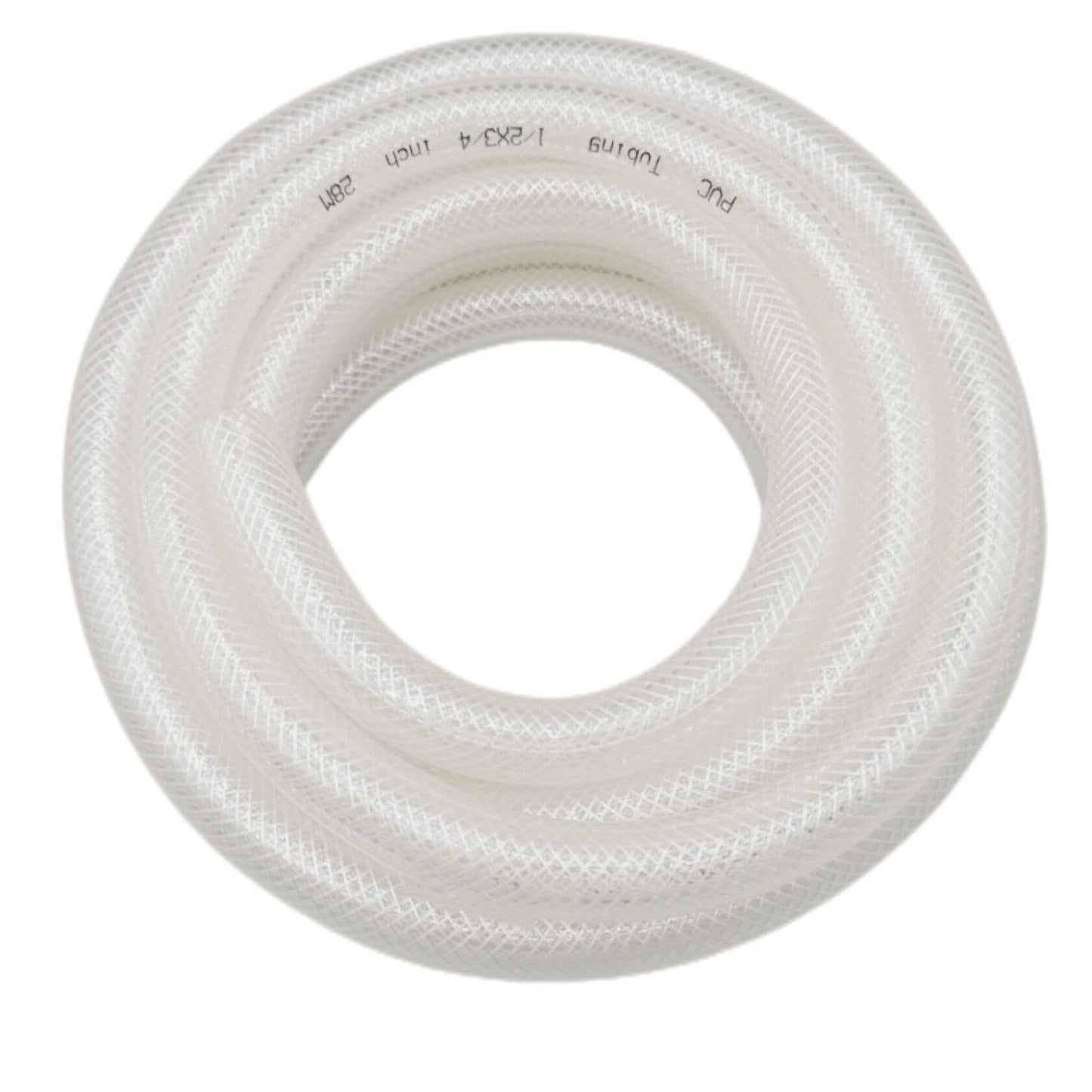 1/2" ID x 3/4" OD - 10 Ft High Pressure Braided Clear PVC Vinyl Tubing Flexible Tube, Heavy Duty Reinforced Hose Tubing