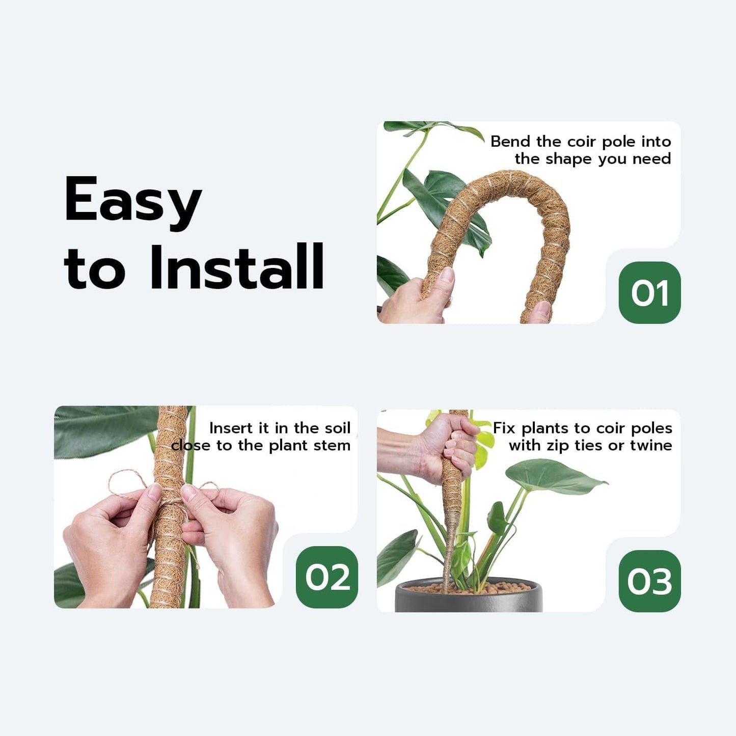 Mcbazel 47'' Bendable Moss Pole - Durable Coir Plant Support Stake for Monstera & Climbing Plants