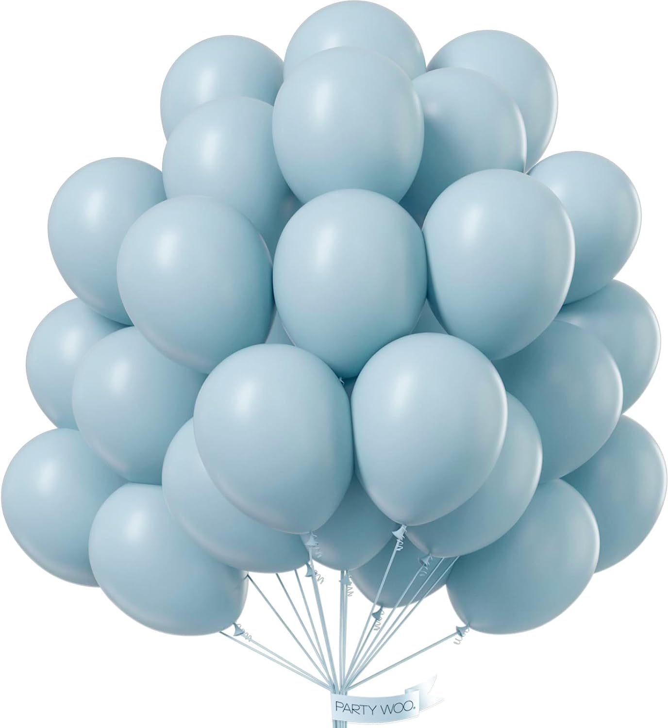 PartyWoo Dusty Blue Balloons - 101pcs 12-Inch Light Blue Aqua Latex Helium Balloons for Weddings & Celebrations