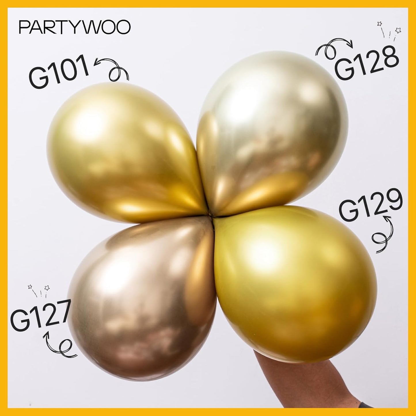PartyWoo White and Gold Balloons - 140-Piece Set in Various Sizes for Stunning Birthday Decor