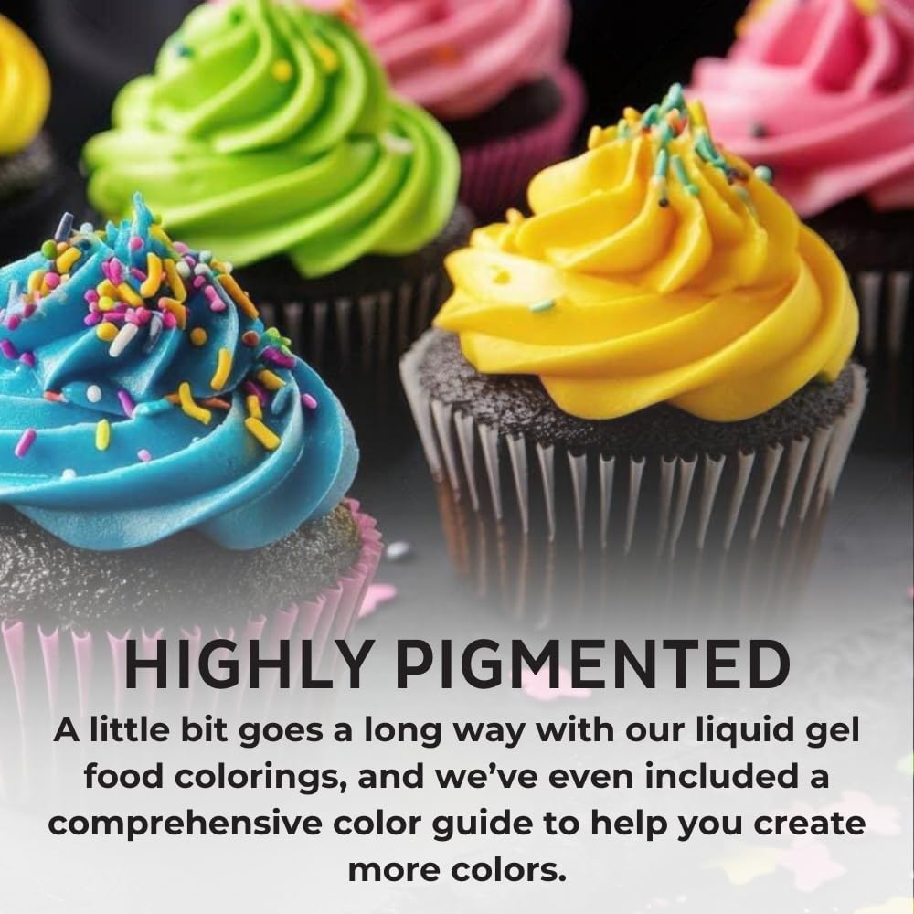 Chefmaster 4-Bottle Set of Neon Food Coloring, Liqua-Gel® Vibrant Colors, Professional-Grade Dye for Easter Eggs, Icing, Frosting, Fondant, & Batters, Fade-Resistant, Made in USA, 0.67 oz