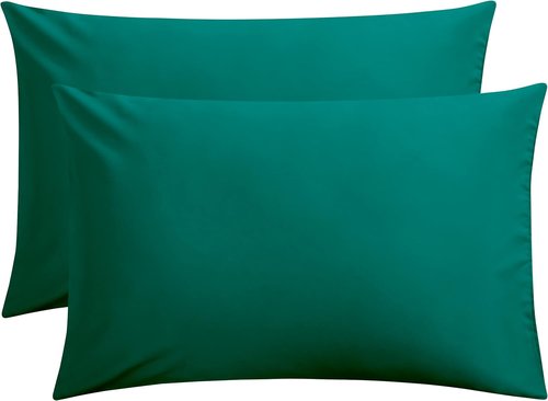 FLXXIE Pillow Cases - Soft Microfiber Queen Pillow Covers | Wrinkle Resistant, 2-Piece Set, Dark Green 20x30