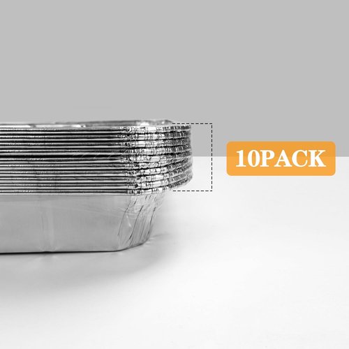 **Extra Heavy Duty 9x11 Aluminum Foil Pans - 10PCS Disposable Baking & Serving Trays for Parties | 8x11.1in Base**