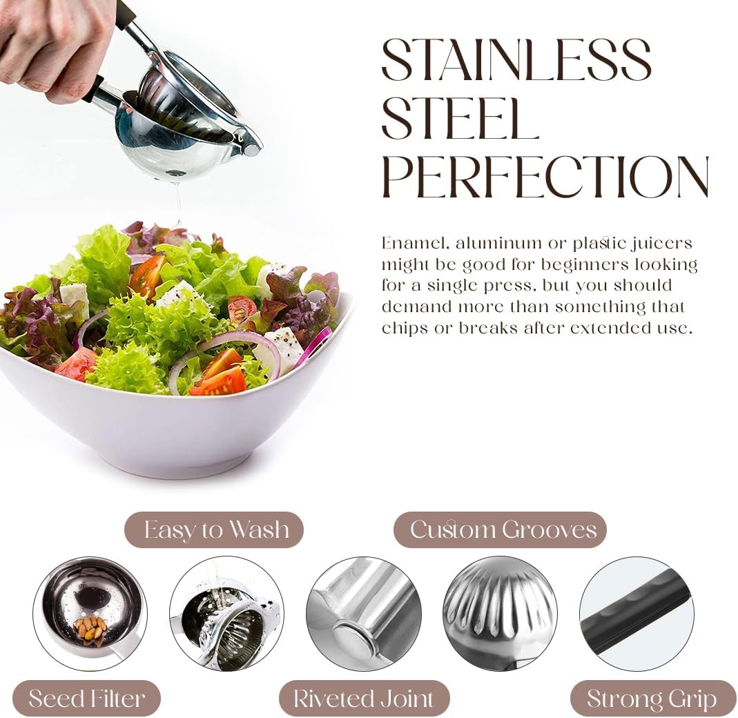 Stainless Steel Lemon Squeezer | Heavy-Duty Manual Citrus Juicer for Lemons & Limes