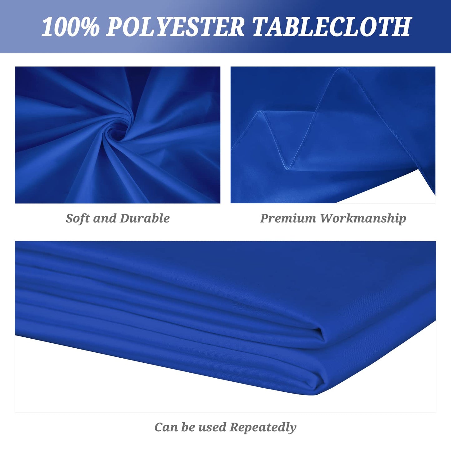 Pesonlook 10Pack Royal Blue Table Clothes for 8ft Rectangle Tables, 60 x 126 Inch Rectangle Tablecloth Anti-Wrinkle Washable Polyester Tablecloths for Wedding Reception Banquet Party