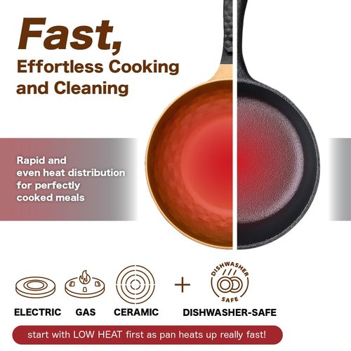 Diamond X Premium Non Stick Wok Pan - 11" Large Flat Bottom Chinese Wok - Woks & Stir-fry Pans Nonstick - Titanium-Coated 8-Layered Korean Engineered Skillet for Frying, Oil-Free, PFOA-Free