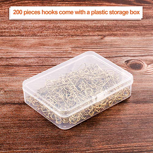 Tatuo 201 Pieces Christmas Ornament Hooks Ornament Hangers Xmas Metal Wire Hooks with Storage Box for Christmas Tree Decoration (Gold)