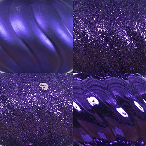Vickerman 4in Finial Christmas Ornaments - 8 Pack Shatterproof Purple Finial Decorations