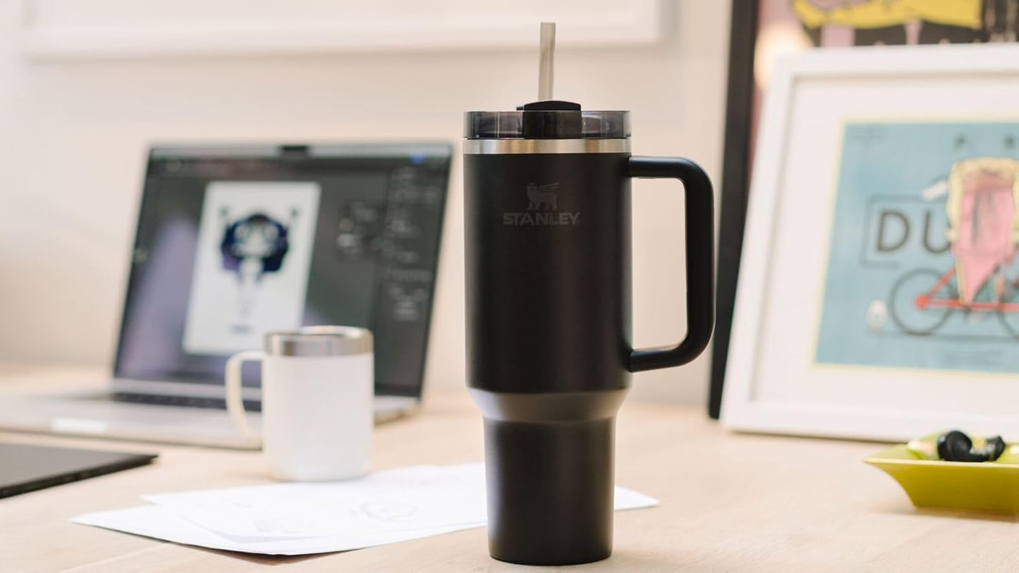 STANLEY Quencher H2.0 Tumbler - 40 oz Insulated Stainless Steel with Handle & Straw | BPA-Free | Black 2.0