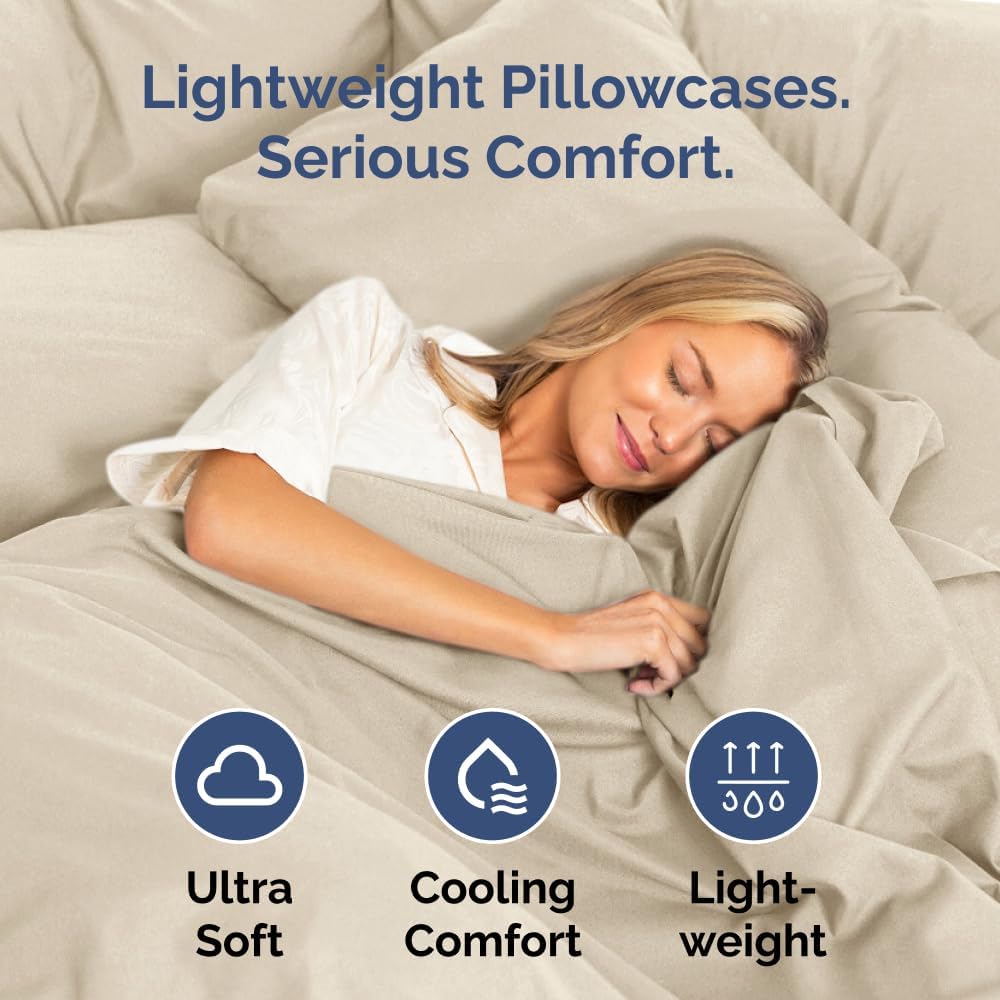 King Pillow Cases by [Brand Name] - Ultra Soft Hotel Quality Covers | Comfy, Wrinkle-Free, 2-Piece Set in Wheat