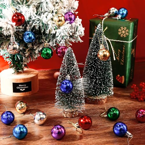 WATMTIN 24 Pcs 1.2 Inch Multicolor Glitter Christmas Mini Balls for Tree | Hanging Ornaments
