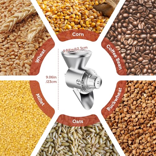 GVODE Silver Grain Mill Attachment for KitchenAid Stand Mixer - Flour Grinder