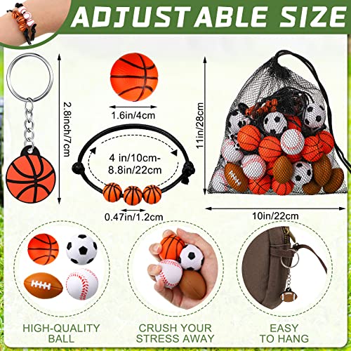 Sports Party Favors Set - Multiple Ball Bracelets Keychains Stress Balls - Multiple Ball Variation