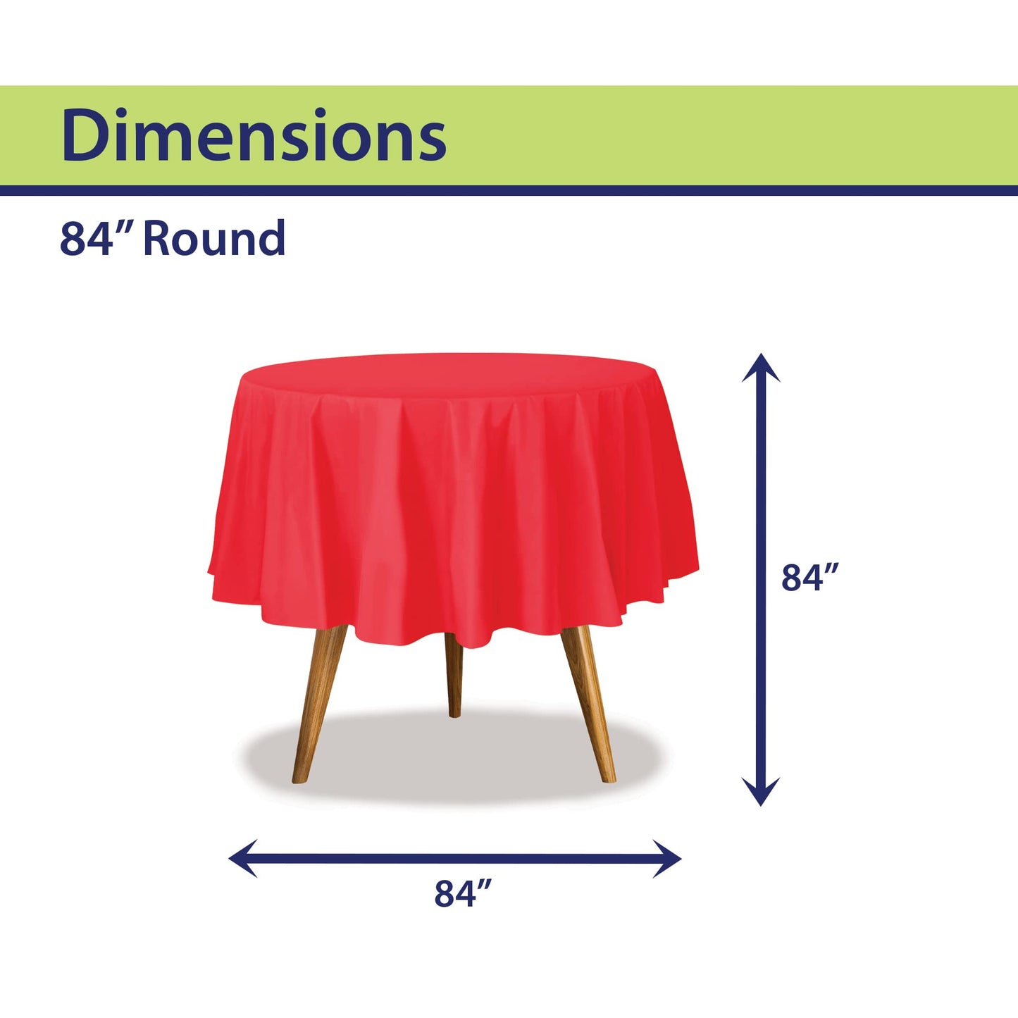 Party Dimensions Red Disposable Plastic Tablecloth for Round Tables (12 Pack) 84 inches Table Cloths for Parties, Events & Weddings, Indoors & Outdoors, Plastic Table Cover