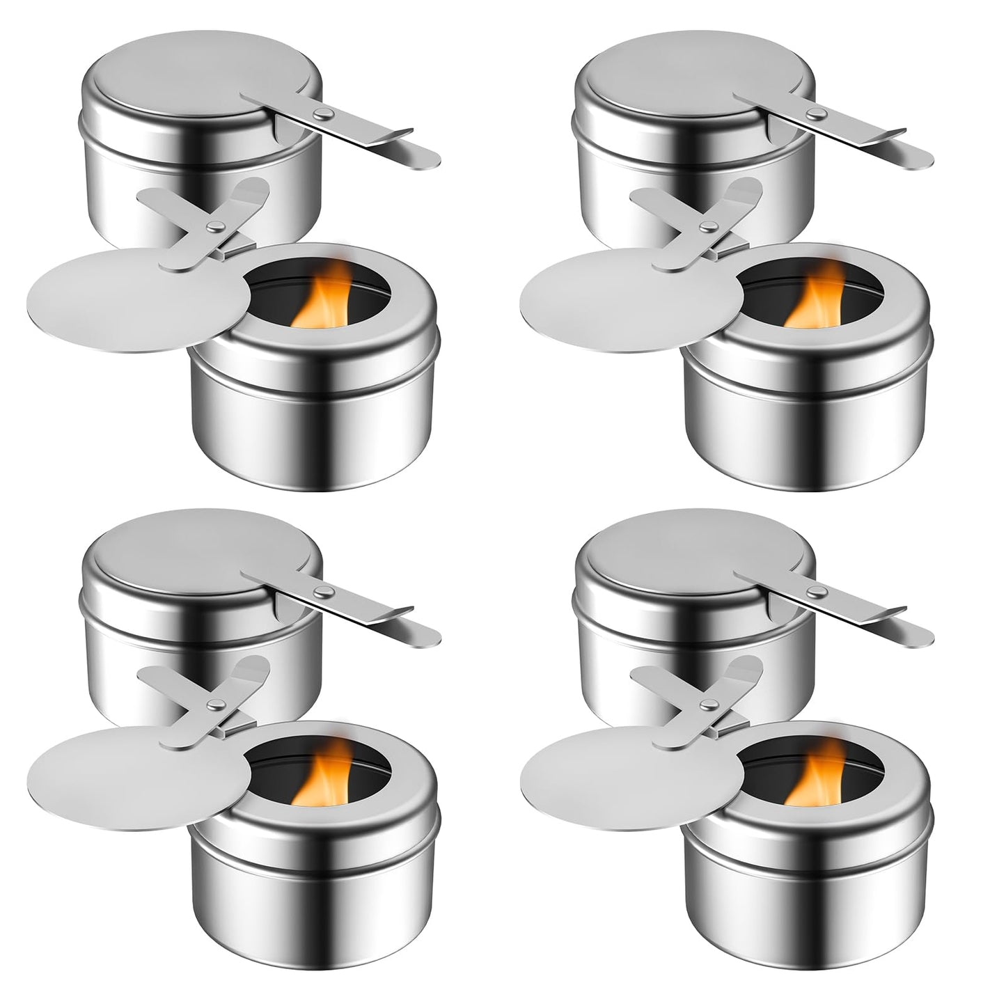 Fasmov 8 Pack Chafing Fuel Holder, Stainless Steel Fuel Holders with Safety Cover, Canned Heat Holder for Chafing Dish, Canned Heat Box Holder for Buffet Barbecue Parties Chafing Dish Buffet