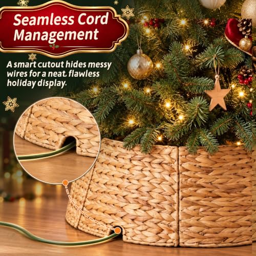 Christmas Tree Collar 30 Inch, Woven Stand Cover with Ruffle